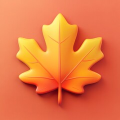 3D Fall Foliage Icon: Vibrant Autumn Leaves Illustration Logo