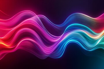 Obraz premium Waves of light flowing across the screen Blend together perfectly The design feels dynamic. With colors that change and flow.
