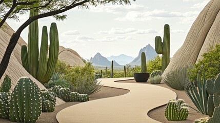 Fototapeta premium Pathway Leading to a Scenic Desert Landscape