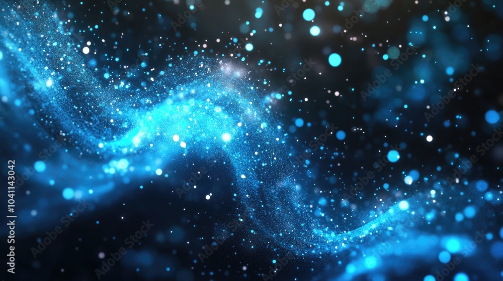 Poster abstract background featuring luminous particles a digital wave and sparkling blue elements elegant 