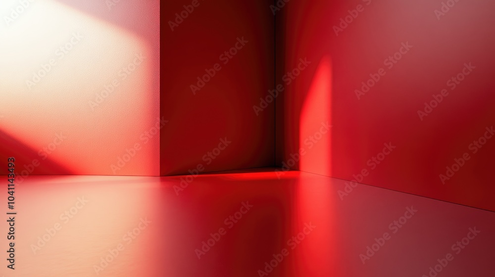 Poster red abstract scene featuring a wall floor and corner designed for a minimal christmas and new year c