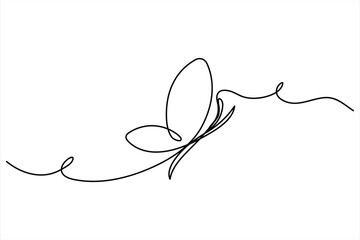 Continuous one line drawing of butterfly isolated on white background vector Illustration
