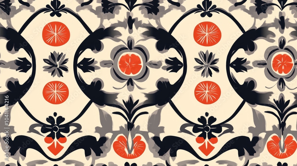 Poster seamless geometric pattern with repeated ornamental elements raster format