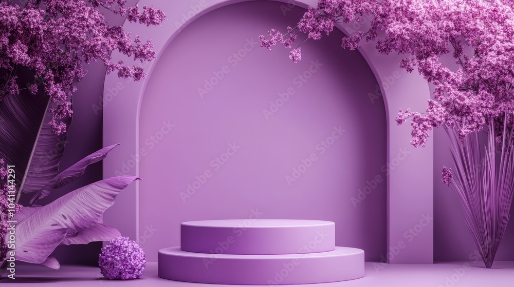 Poster purple minimal podium for product showcase background 3d rendering