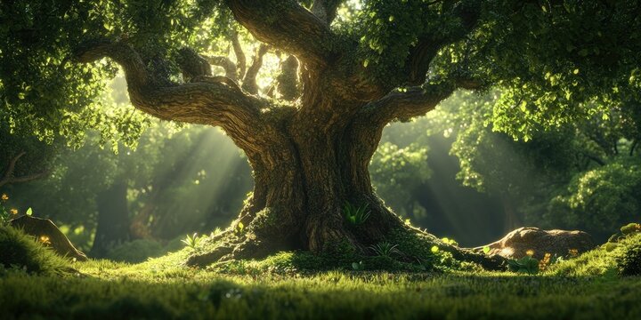gnarled trunk of a majestic ancient tree, gnarled trunk of a historical tree