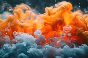Dynamic Swirl of Vibrant Orange and Soft White Ink in Water - Abstract Art for Creative Design