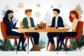 Wallpaper Illustrating A Family Gathered Around A Table, Discussing Holiday Budgets With A Notepad, Festive Drinks, And Savings Goals Displayed, Capturing The Spirit Of Planning For Christmas Expenses