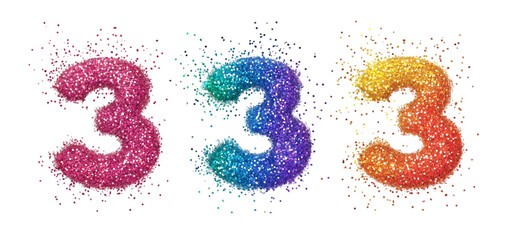 Obraz premium set of a Rainbow glitter pop number collection isolated transparent background
