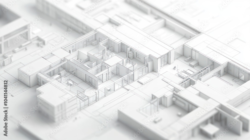 Poster a minimalist architectural model showcasing spatial design and layout.