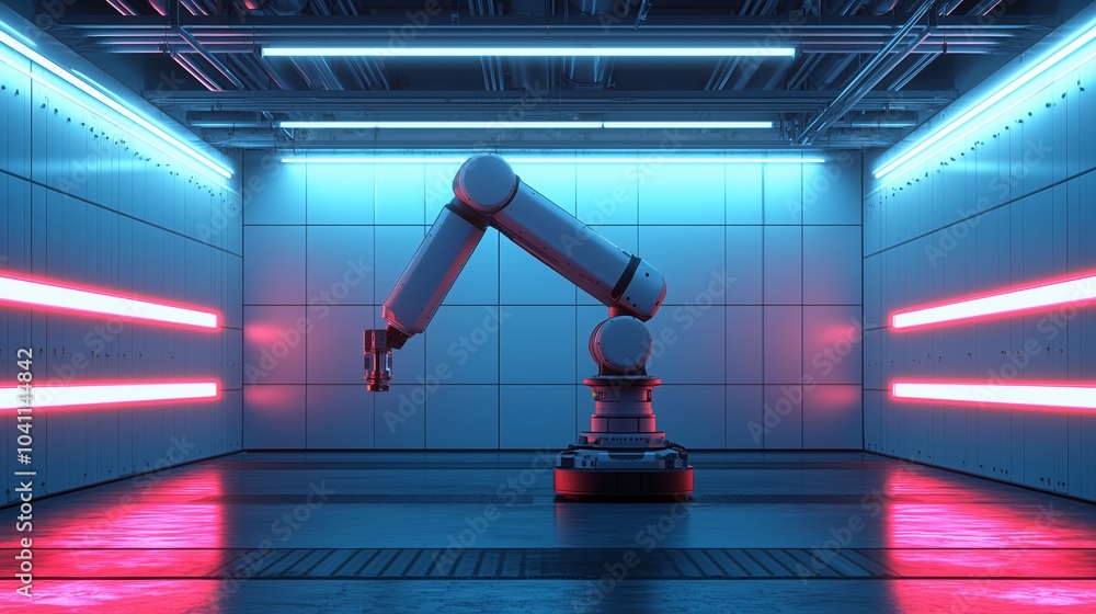 Poster minimalist mechanical arm in factory setting
