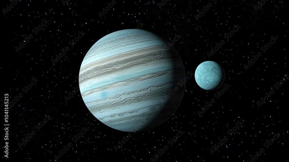 Poster high resolution images of planets in the solar system featuring a 3d cartoon rendering of uranus