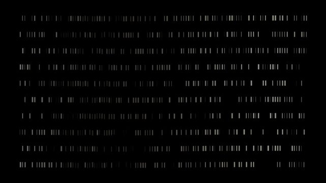Visual effects, VFX, motion graphics, small gray lines in rows waving pulsing on black background 2D animation. Use "blend mode" set to "screen" to apply the effect to any video you like.