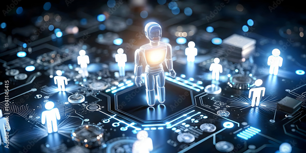 Poster glossy image customer reaching ai digital assistant copy space symbolizing ai accessibility in custo
