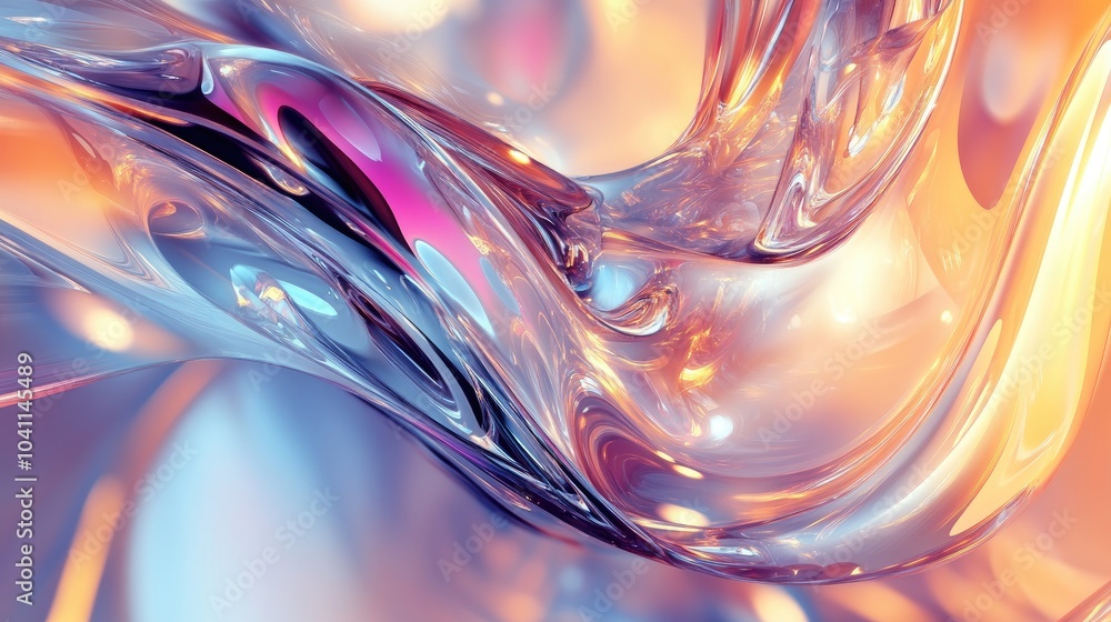 Poster abstract fractal light background in 3d cartoon rendering