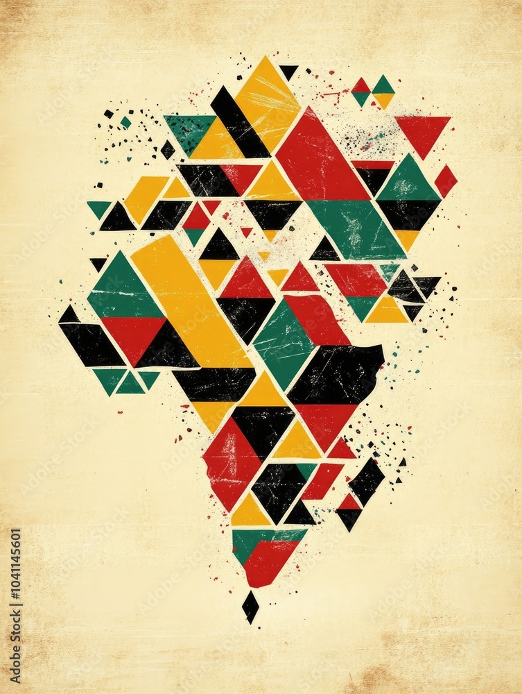 Poster abstract geometric polygonal map design with triangular gems in modern style vector illustration