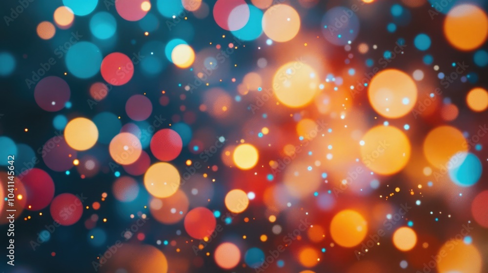 Poster vintage bokeh circles create a beautiful abstract background filled with vibrant particles