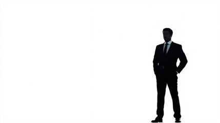 Obraz premium A poised figure stands in an empty space, perfect for a legal presentation or an inspiring poster.