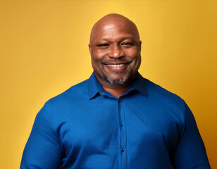 Fototapeta premium Studio Portrait of Handsome Mature Man Happily Smiling