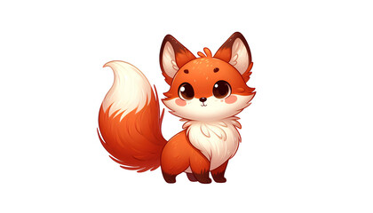 Obraz premium Charming Cartoon Fox with a Fluffy Tail