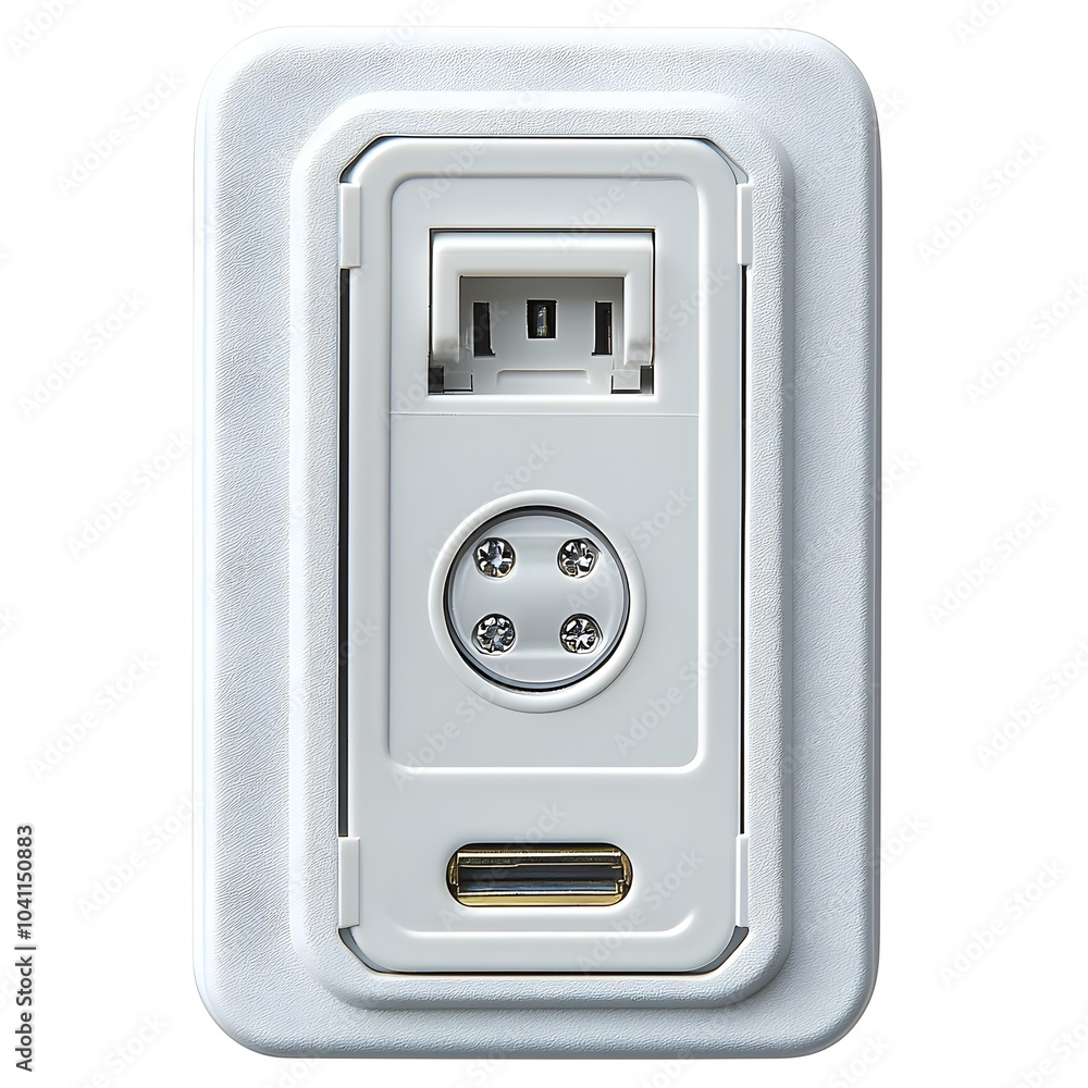 Poster electrical outlet socket and plug on clean white background minimalist image of power connector and 