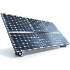Closeup of a solar panel with electrical connectors against a plain white background showcasing the technology and infrastructure of renewable energy production