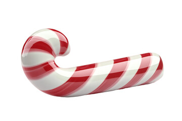 Fototapeta premium candy cane with red and white stripes and glossy texture, isolated on a transparent background 