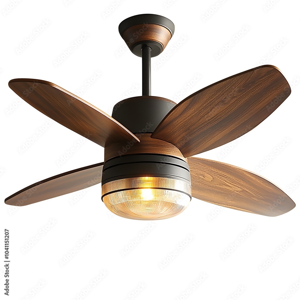 Poster close up view of a ceiling fan with electrical wiring and components on an isolated white background