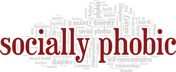 Obraz premium Socially Phobic word cloud conceptual design isolated on white background.