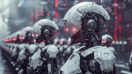 Fototapeta premium Futuristic Robots: A Digital Art Exploration of AI