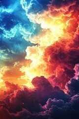 A Vivid Abstract Sky of Swirling Colorful Clouds