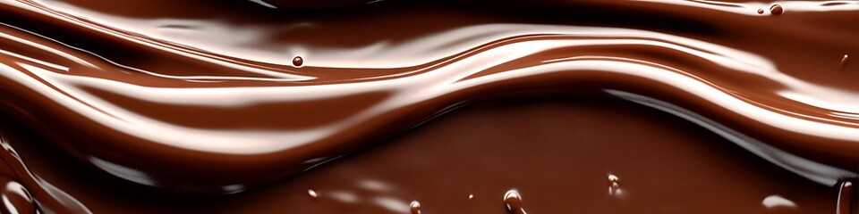 A chocolate river flows down a table. The chocolate is thick and rich, and it looks like it's...