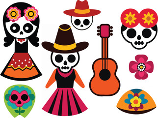 halloween party icons set