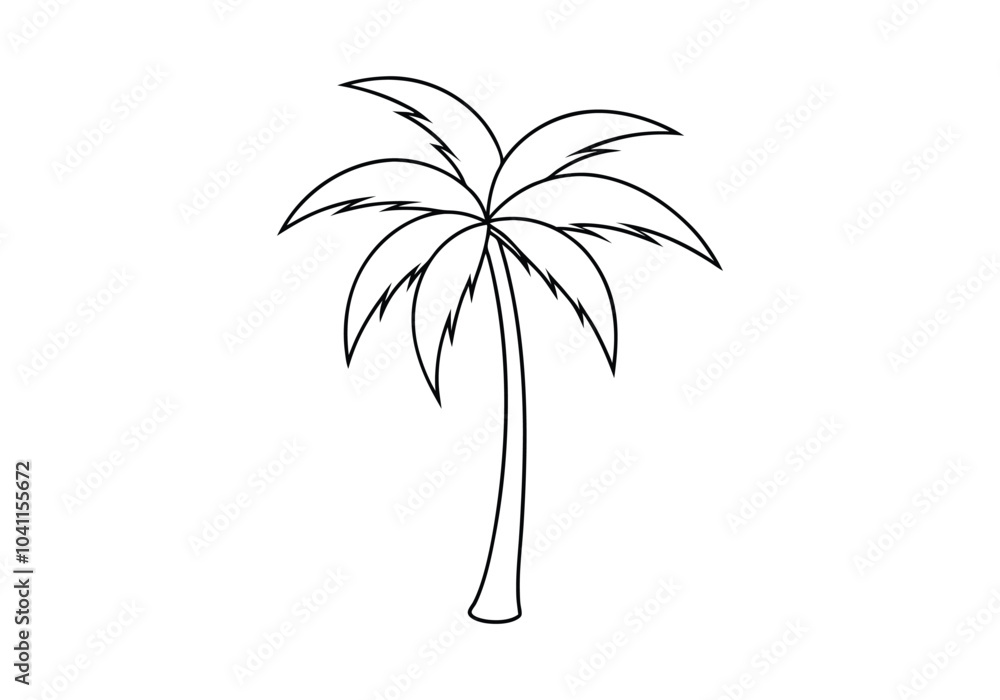 Poster continuous line drawing of a palm tree – tropical vector design