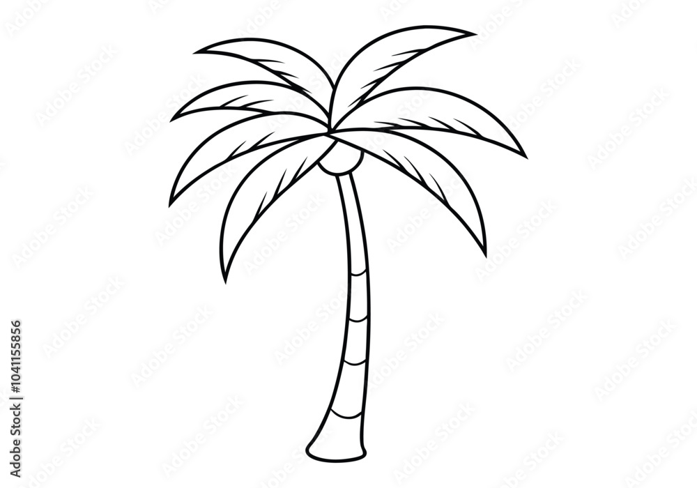 Poster continuous line drawing of a palm tree – tropical vector design