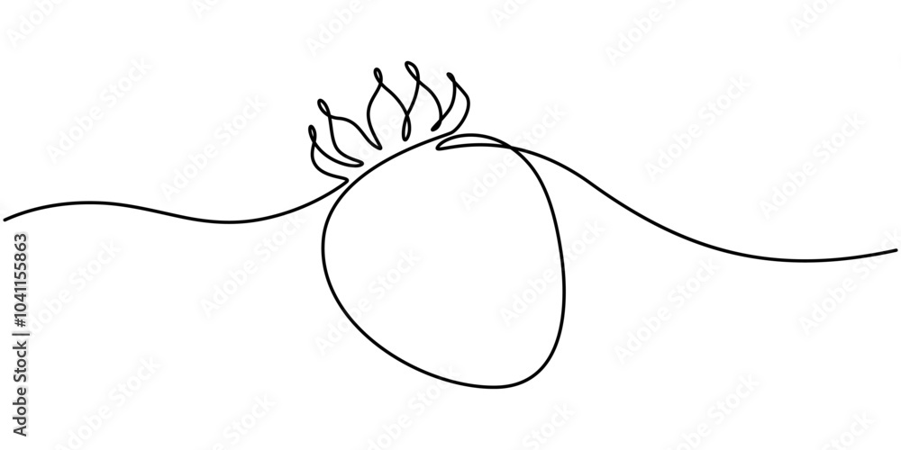 Poster vector illustration with continuous line drawing strawberries, single continuous line drawing of org