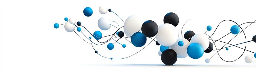 Dynamic abstract design featuring colorful spheres and lines, perfect for technology, art, or modern concepts.