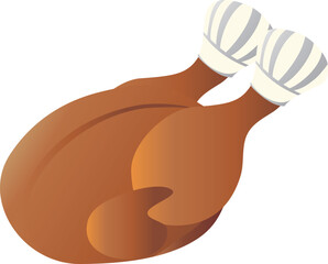 christmas　クリスマス　ローストチキン　食べ物　料理　チキン　シンプル　イラスト素材