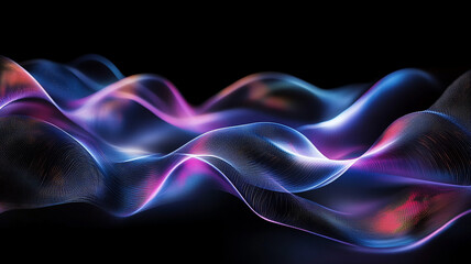 Fototapeta premium mesmerizing abstract visual of iridescent waves flowing gracefully across dark background, creating sense of depth and movement. vibrant colors evoke feeling of tranquility and wonder