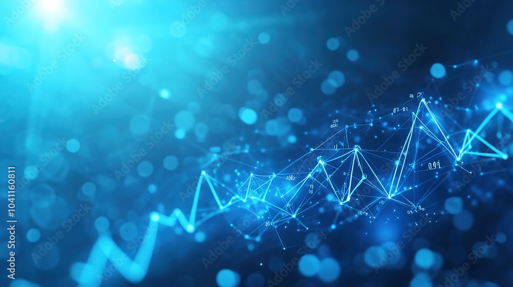 Poster dynamic blue data visualization with light effect