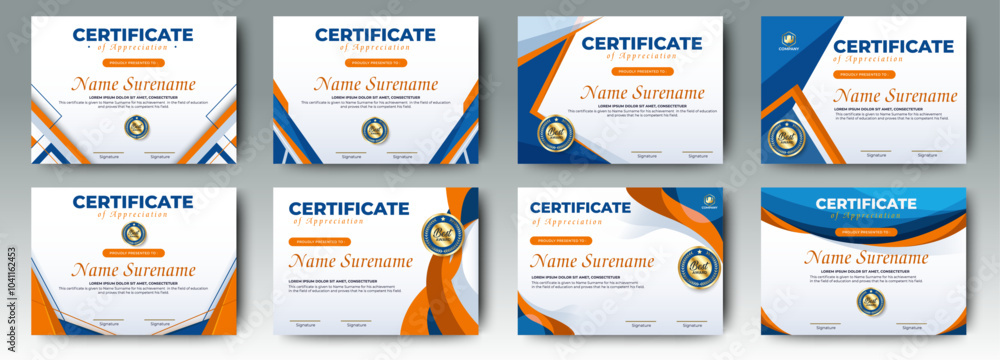 Wall mural certificates of completion template with luxury badge and modern line and shapes. horizontal certifi