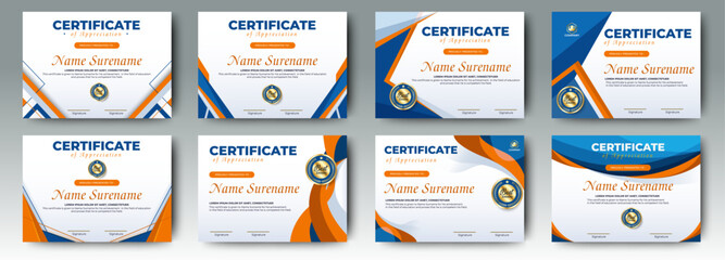 Certificates of completion template with luxury badge and modern line and shapes. Horizontal certificate For award, business, and education needs. Diploma vector template	
