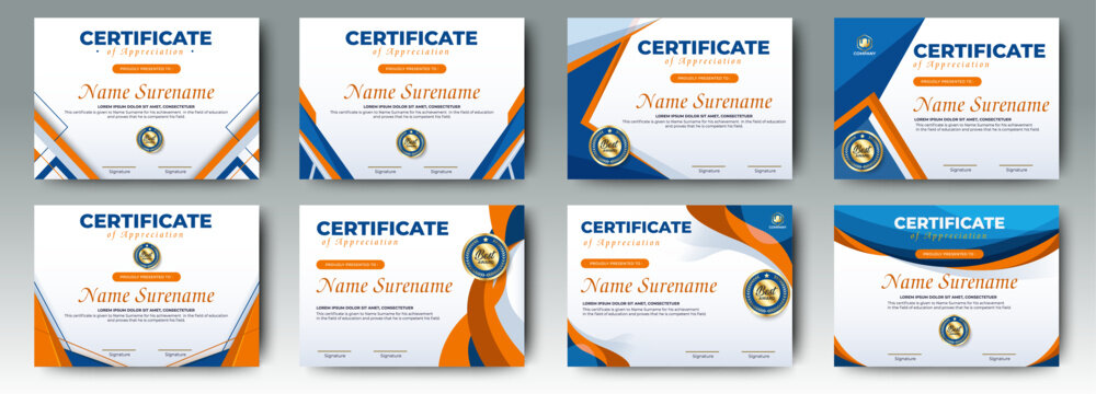 Certificates of completion template with luxury badge and modern line and shapes. Horizontal certificate For award, business, and education needs. Diploma vector template	
