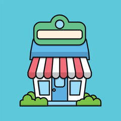 Mini Shop Design with Striped Roof and Front Window