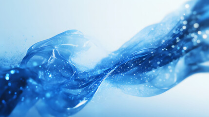 A vibrant abstract representation of a water splash, showcasing bubbles and ripples in a clear, fresh blue, capturing the essence of nature and motion