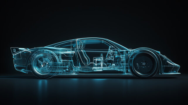 blue car on black background - Powered by Adobe