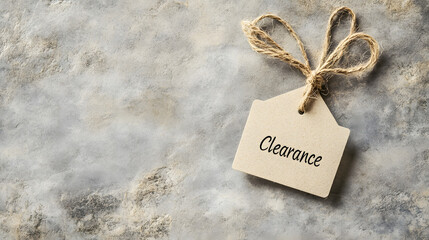 Clearance Sale Tag on Rustic Background