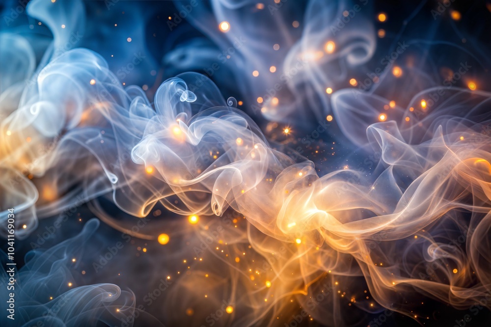 Wall mural swirling smoke and sparkling lights creating abstract texture