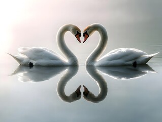 Swans Forming a Heart Shape Symbolizing Love s Grace and Purity