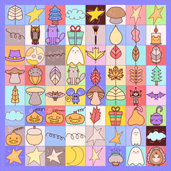 Kawaii Doodle Halloween, Bats, Hedgehogs and Forest Friends [Converted]