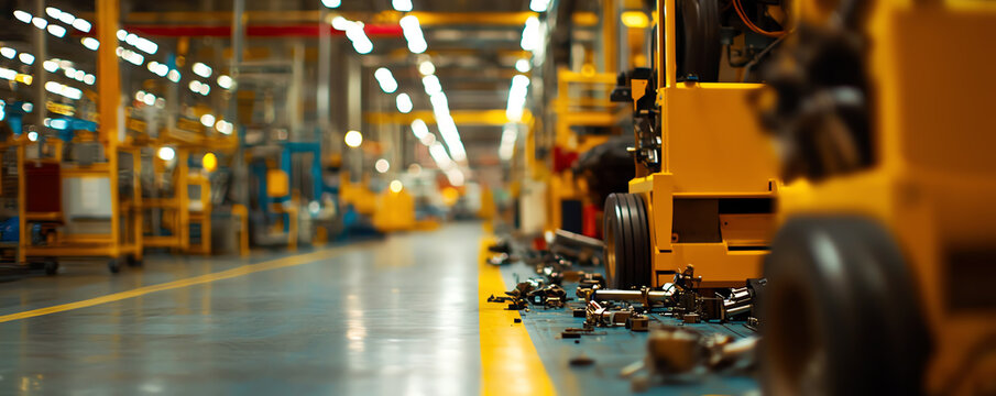 Factory floor with equipment undergoing defect inspection